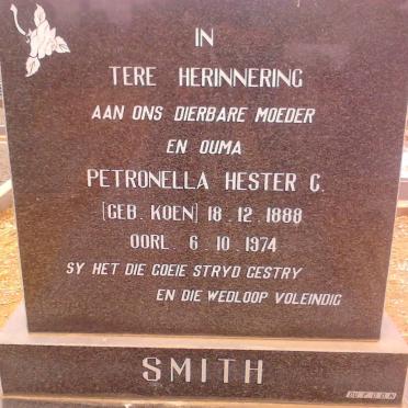 SMITH Petronella Hester C. nee KOEN 1888-1974