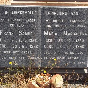 TONDER Frans Samuel, van 1922-1992 &amp; Maria Magdalena 1923-1990