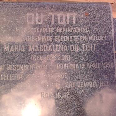TOIT Maria Magdalena, du nee BASSON 1909-1958
