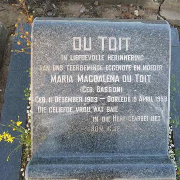 TOIT Maria Magdalena, du nee BASSON 1903-1958