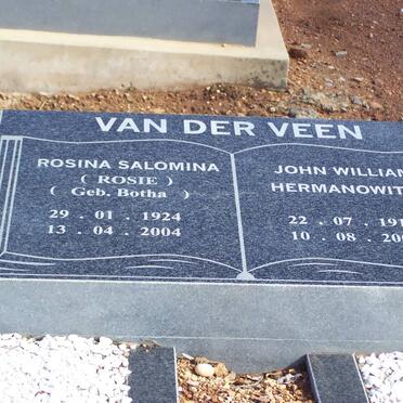VEEN John William Hermanowitz, van der 1915-2006 &amp; Rosina Salomina BOTHA 1924-2004