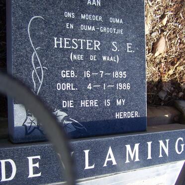 VLAMING Hester S.E., de nee DE WAAL 1895-1986