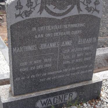 WAGNER Marthinus Johannes 1875-1956 &amp; Annie Elizabeth 1877-1960