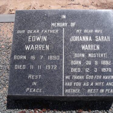 WARREN Edwin 1890-1972 &amp; Johanna Sarah MOSTERT 1892-1970
