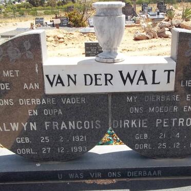WALT Alwyn Francois, van der 1921-1993 &amp; Dirkie Petronella 1915-1991