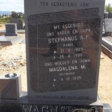 WAGNER Stephanus A.P. 1929-1990 &amp; Magdalena M. HAYWARD 1935-