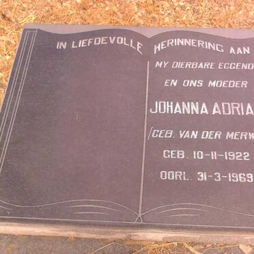 WALT Johanna Adriana, van der nee VAN DER MERWE 1922-1969