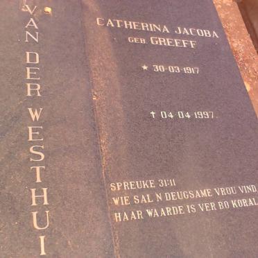 WESTHUIZEN Catherina Jacoba, van der nee GREEFF 1917-1997