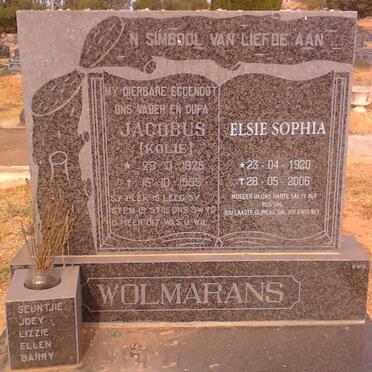 WOLMARANS Jacobus 1925-1995 &amp; Elsie Sophia 1920-2006