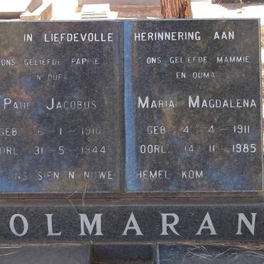 WOLMARANS Paul Jacobus 1910-1944 &amp; Maria Magdalena 1911-1985