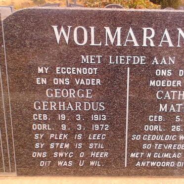 WOLMARANS George Gerhardus1913-1972 &amp; Cathrina Matilda 1918-1975 