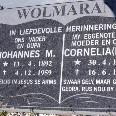 WOLMARANS Johannes M. 1892-1959 &amp; Cornelia BENCE 1895-1955