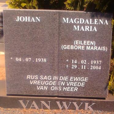 WYK Johan, van 1938- &amp; Magdalena Maria MARAIS 1937-2004
