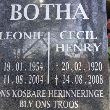 BOTHA Cecil Henry 1920-2008 & Leonie 1954-2004 
