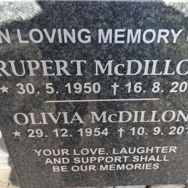MCDILLON Rupert 1950-2000 & Olivia 1954-2015