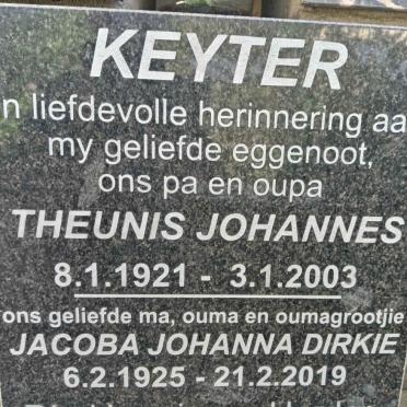 KEYTER Theunis Johannes 1921-2003 & Jacoba Johanna Dirkie 1925-2019