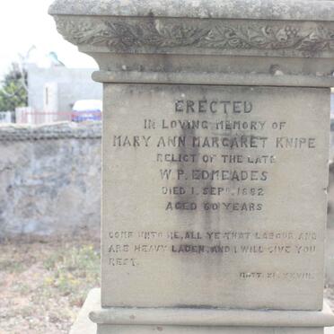 EDMEADES Mary Ann Margaret nee KNIPE -1882 