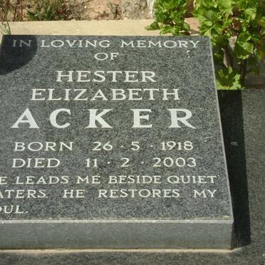 ACKER Hester Elizabeth 1918-2003