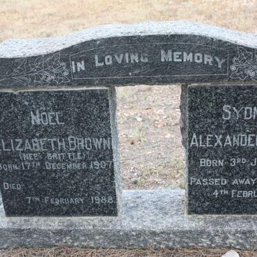 BROWN Syndey Alexander 1904-1950 &amp; Noel Elizabeth BRITTLE 1907-1988
