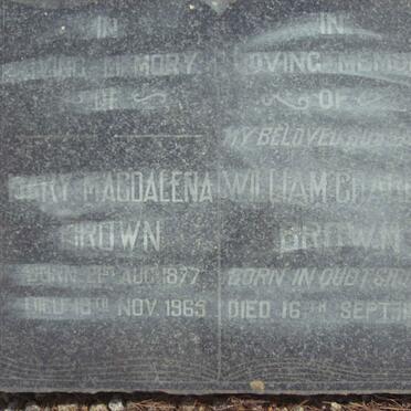 BROWN William Charles -1957 &amp; Mary Magdalena 1877-1965
