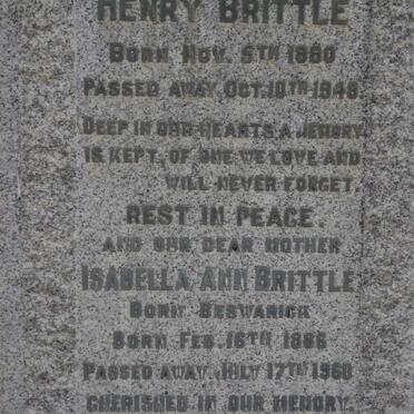 BRITTLE Isabella Ann nee BESWARICK 1886-1960