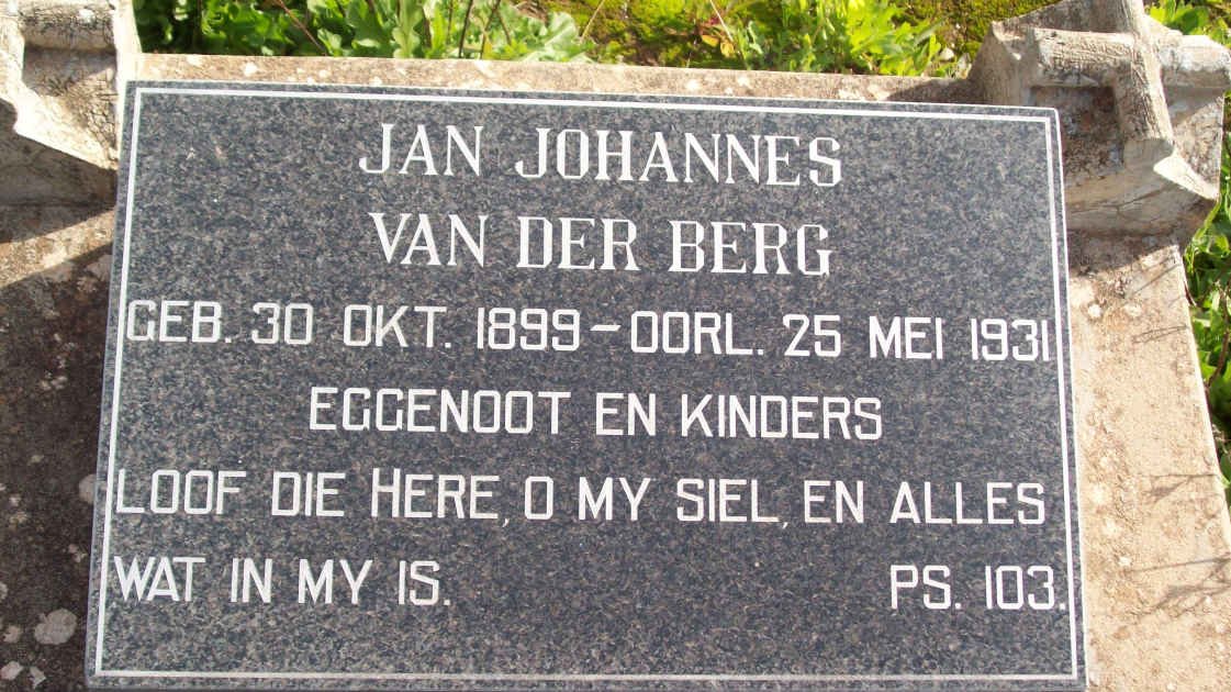 BERG Jan Johannes, van der 1899-1931