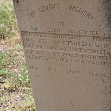 CHAMBERS Beatrice nee VAN DER WESTHUIZEN -1918