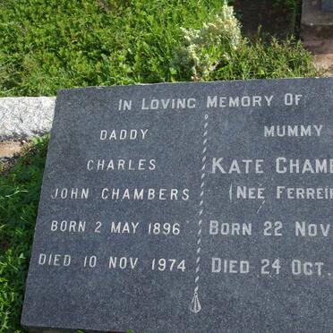 CHAMBERS Charles John 1896-1974 &amp; Kate FERREIRA 1894-1965