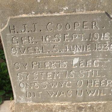 COOPER H.J.J. 1916-1936
