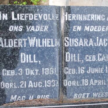 DILL Aldert Wilhelm 1881-1937 &amp; Susara Jacoba CALITZ 1893-1947