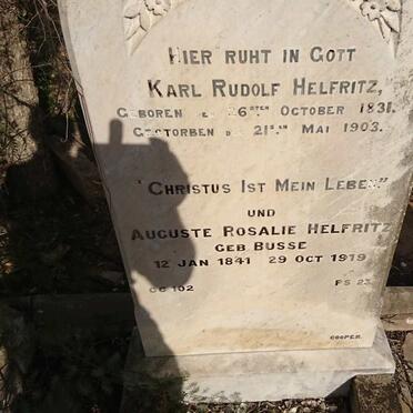 HELFRITZ Karl Rudolf 1831-1903 &amp; Auguste Rosalie BUSSE 1841-1919