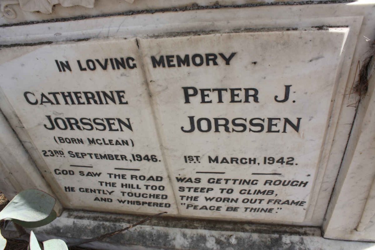 JORSSEN Peter J. -1942 &amp; Catherine McCLEAN -1946