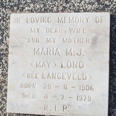 LONG Maria M.J. nee LANGEVELD 1906-1979
