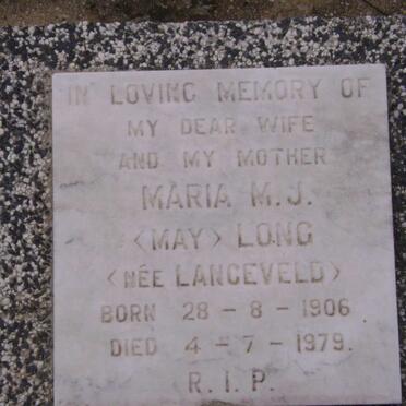 LONG Maria M.J. nee LANGEVELD 1906-1979