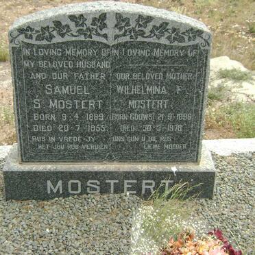 MOSTERT Samuel S. 1889-1955 &amp; Wilhelmina F. GOUWS 1896-1978