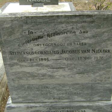 NIEKERK Stephanus Cornelius Jacobus, van 1896-1936