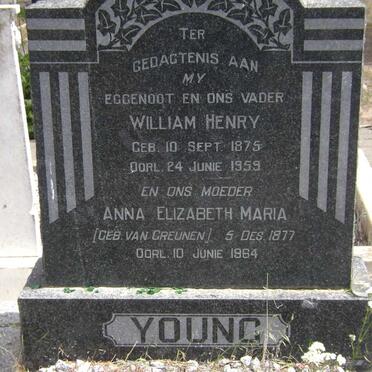 YOUNG William Henry 1875- 1959 &amp; Anna Elizabeth Maria VAN GREUNEN 1877-1964