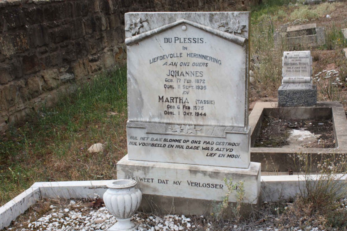 PLESSIS Johannes, du 1872-1935 &amp; Martha 1875-1944