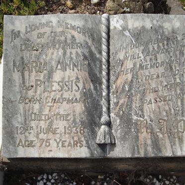 PLESSIS Maria Annie, du nee CHAPMAN -1938