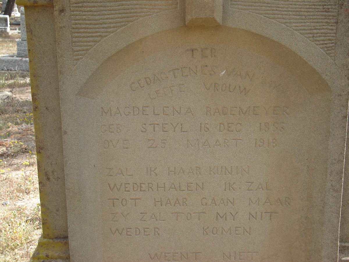 RADEMEYER Magdelena nee STEYL 18?8-1918
