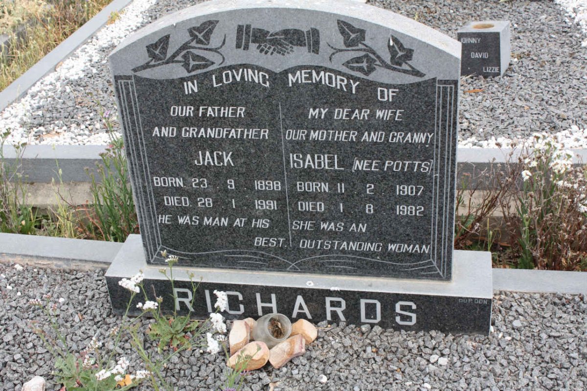 RICHARDS Jack 1898-1991 &amp; Isabel POTTS 1907-1982
