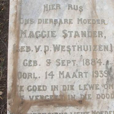STANDER Maggie nee VAN DER WESTHUIZEN 1884-1939