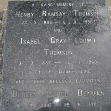 THOMSON Henry Ramsay 1885-1956 &amp; Isabel Gray DOW 1886-1960 :: DENMAN Doreen Isabel 1916-1983