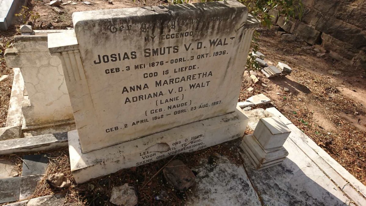 WALT Josias Smuts, v.d. 1876-1936 &amp; Anna Margaretha Adriana NAUDE 18?2-1967