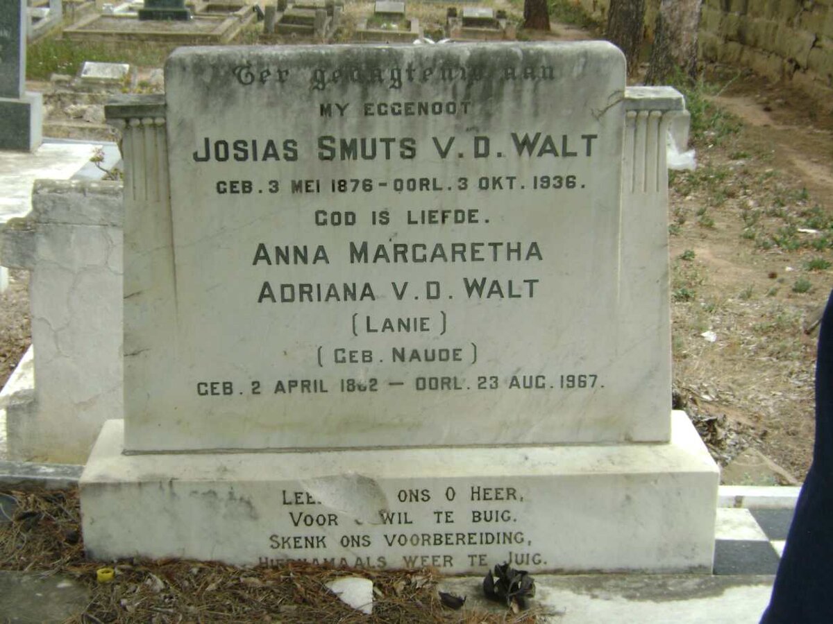 WALT Josias Smuts, v.d. 1876-1936 &amp; Anna Margaretha Adriana NAUDE 1862-1967
