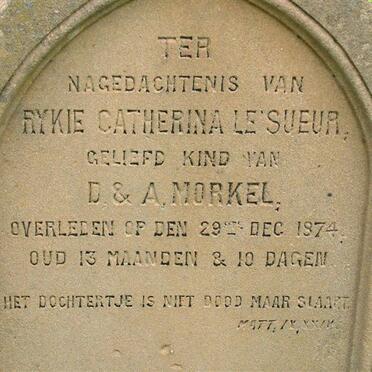 MORKEL Rykie Catherina Le Sueur -1874