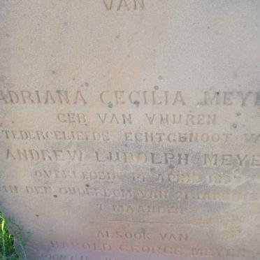 MEYER Adriana Cecilia nee VAN VUUREN -? :: MEYER Harold George -1897 