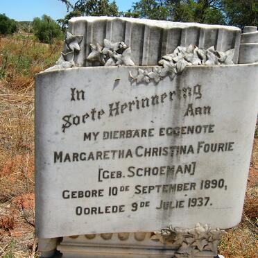 FOURIE Margaretha Christina nee SCHOEMAN 1890-1937