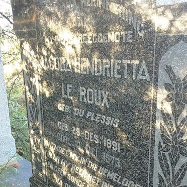 ROUX Petrus Johannes, le 1890-1950 &amp; Jacoba Hendrietta DU PLESSIS 1891-1973