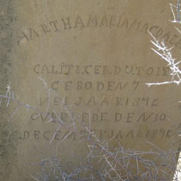 CALITZ Martha Maria Magdalena nee DU TOIT 1875-1895